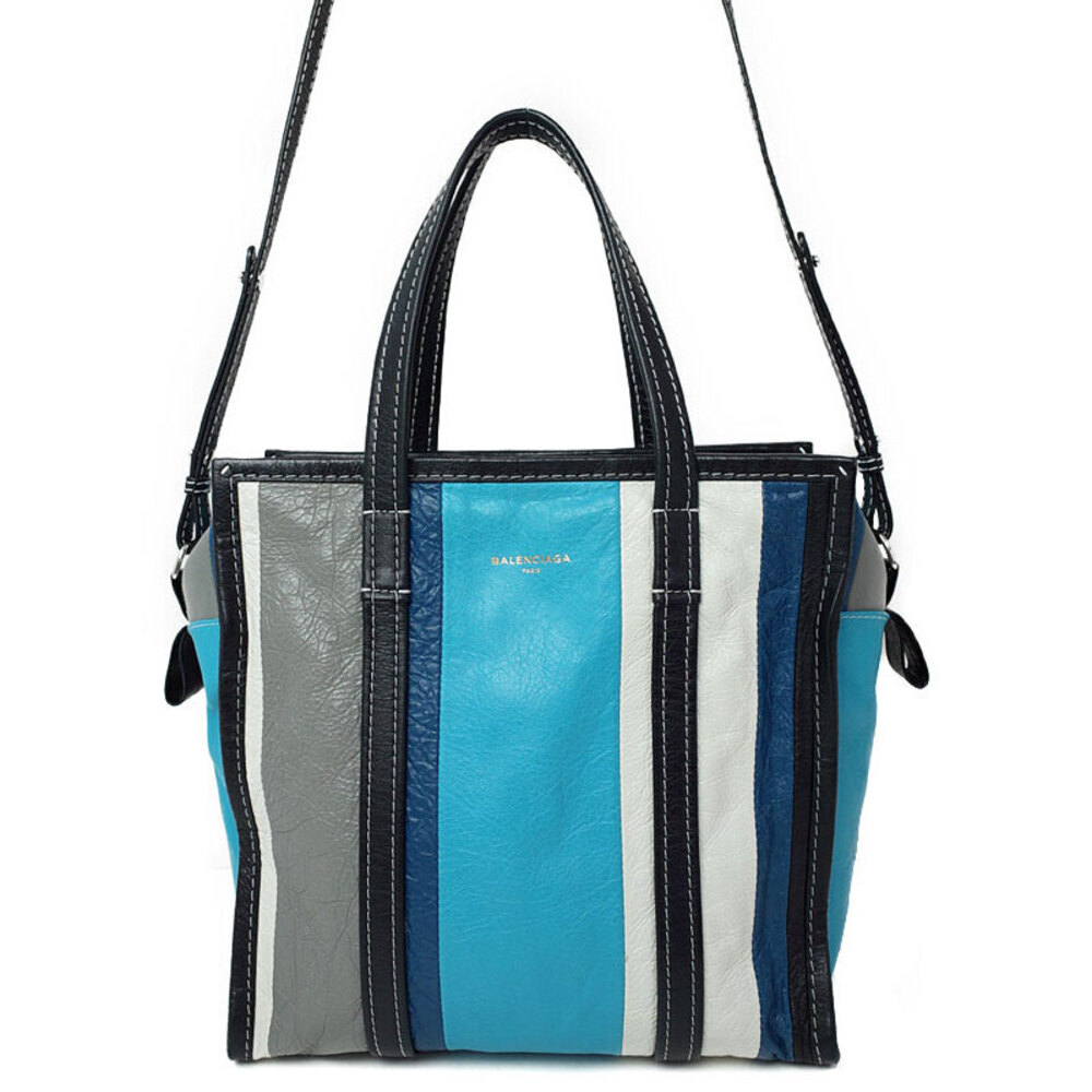 BALENCIAGA Striped Bazaar Shopper Bag
